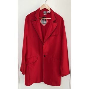 Vintage Redballs On Fire Hot Topic Red Longline Blazer Deadstock Large Made USA